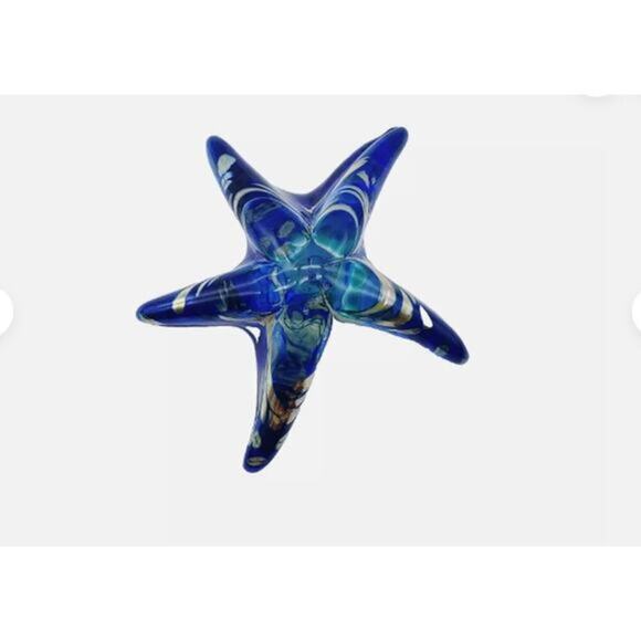 K. Howard Hand Blown Blue Art Glass Starfish 2010 Oregon Signed Art - Picture 1 of 10